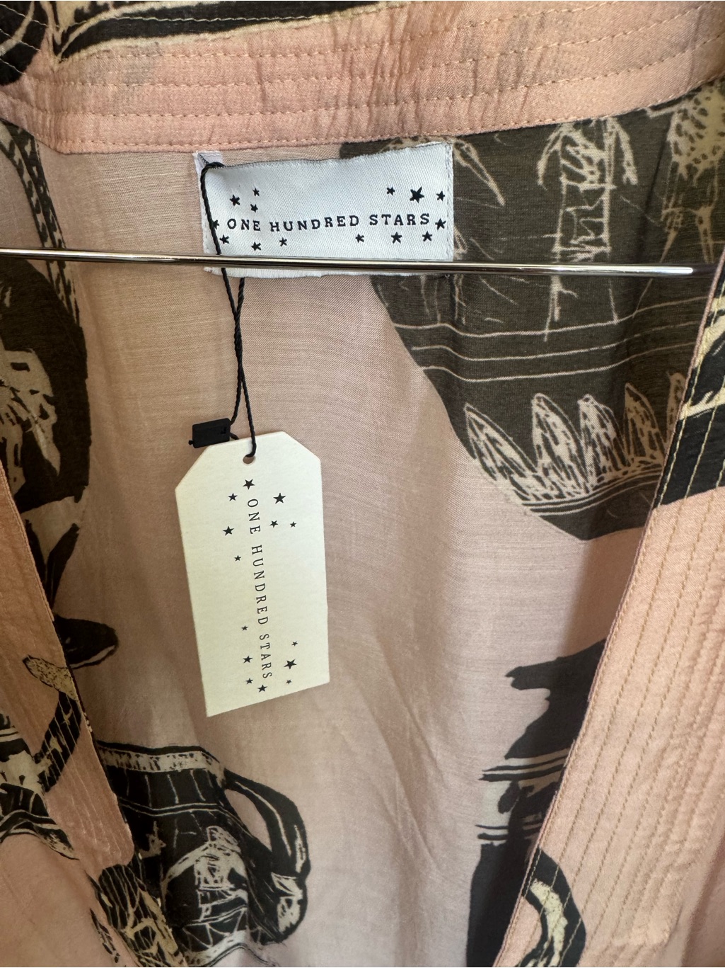 One Hundred Stars Plaster Pink Greek Pots Kimono Jacket Boho Modal Cupro Os — image 2 of 5